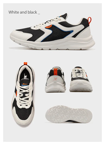 Zapatillas deportivas Xtep para hombre, de malla transpirable, para correr, para maratón de invierno, negras y blancas, zapatillas deportivas para hombre, 879119110110