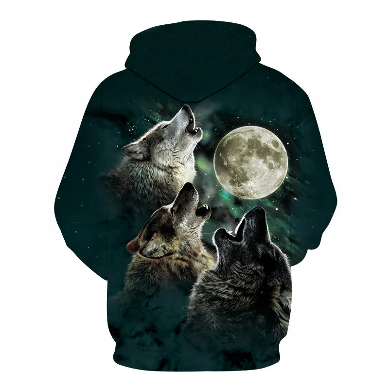 Ефектен космически Galaxy Wolf суитшърт с качулка за мъже, ярък вълк, модерен и стилен дизайн, пролетно-есенен пуловер суитшърт