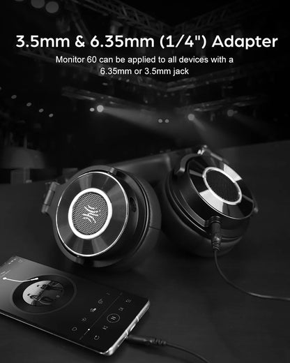 OneOdio Monitor 60 Wired HiFi Headphones Professional Studio DJ Headphones with 50mm Driver, Stereo Over Ear Headset, Detachable Cable & Microphone