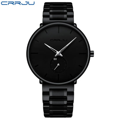 Orologio da uomo CRRJU – Orologio da polso in acciaio inossidabile, stile casual e lussuoso, impermeabile, orologio sportivo al quarzo da uomo