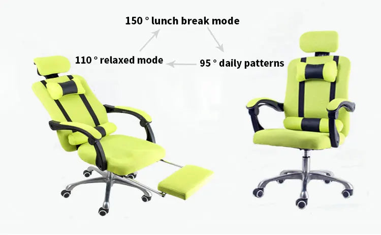 Silla de ordenador para oficina en casa, silla de malla con reposapiés, reclinable para la pausa del almuerzo, giratoria, elevable, con reposacabezas BR-10