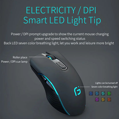 Wireless Mouse Rechargeable Bluetooth Silent Ergonomic Computer 2400 DPI For iPad Mac Tablet Macbook Air Laptop PC Gaming Office