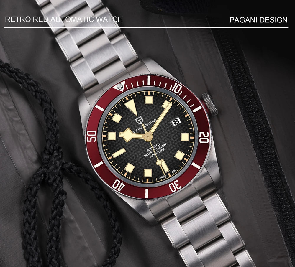 PAGANI DESIGN BB58 Steel Men's Mechancial Wrist Watches Luxury Automtaic Watch For Men AR Sapphire mirror Sport Waterproof Watch