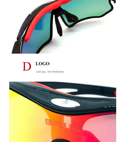 BOLLFO Anti-Glare Bike Glasses UV Protection Cycling Sunglasses TR90 Genuine REVO Coating Silicone Temple Grips Cycling Eyewear