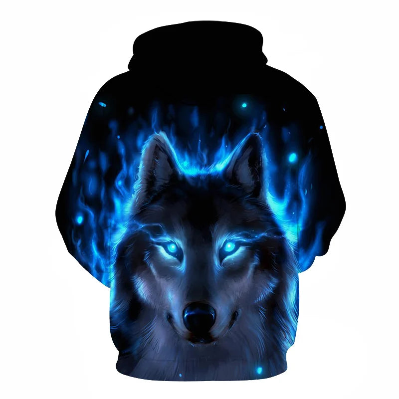 Ефектен космически Galaxy Wolf суитшърт с качулка за мъже, ярък вълк, модерен и стилен дизайн, пролетно-есенен пуловер суитшърт
