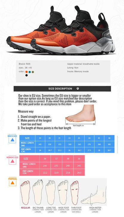 Rax løbesko til mænd og kvinder, åndbare joggingsko til mænd, lette sneakers til mænd, gymsko til mænd, udendørs sportssko til mænd