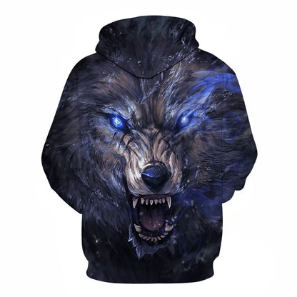 Ефектен космически Galaxy Wolf суитшърт с качулка за мъже, ярък вълк, модерен и стилен дизайн, пролетно-есенен пуловер суитшърт