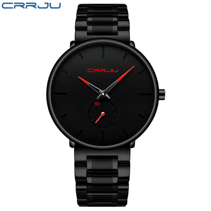 Orologio da uomo CRRJU – Orologio da polso in acciaio inossidabile, stile casual e lussuoso, impermeabile, orologio sportivo al quarzo da uomo