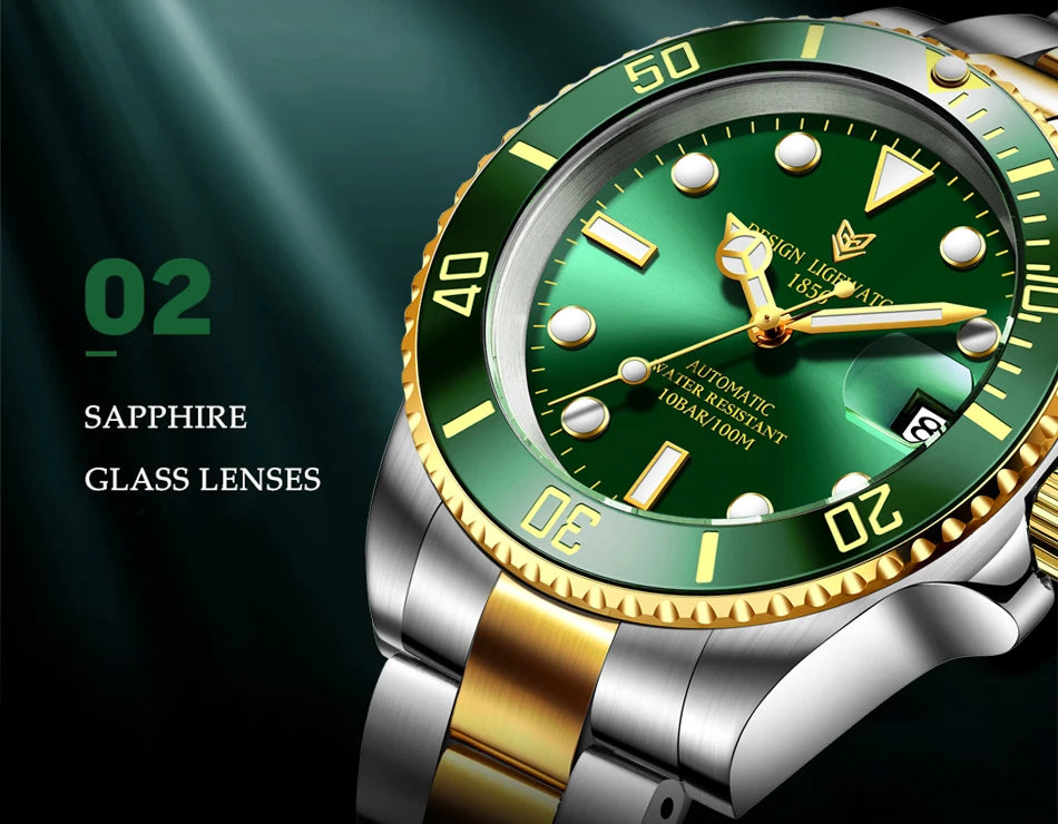 LIGE 2025 New Men Mechanical Wristwatch Stainless Steel Clocks Watch Top Brand Luxury Military Sports Mens Watches Reloj Hombre