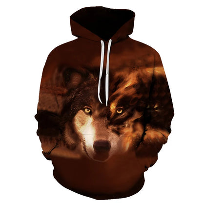 Ефектен космически Galaxy Wolf суитшърт с качулка за мъже, ярък вълк, модерен и стилен дизайн, пролетно-есенен пуловер суитшърт