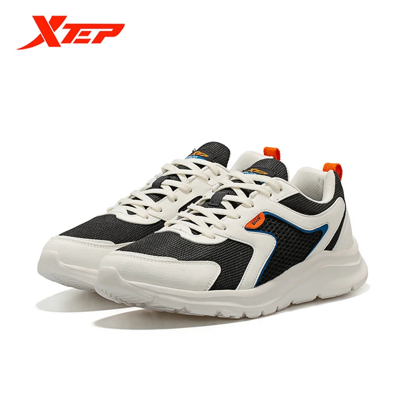 Zapatillas deportivas Xtep para hombre, de malla transpirable, para correr, para maratón de invierno, negras y blancas, zapatillas deportivas para hombre, 879119110110