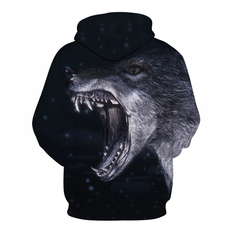 Ефектен космически Galaxy Wolf суитшърт с качулка за мъже, ярък вълк, модерен и стилен дизайн, пролетно-есенен пуловер суитшърт