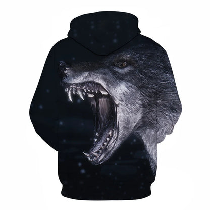 Ефектен космически Galaxy Wolf суитшърт с качулка за мъже, ярък вълк, модерен и стилен дизайн, пролетно-есенен пуловер суитшърт
