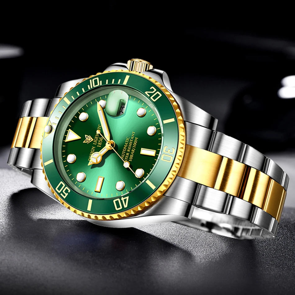 LIGE 2025 New Men Mechanical Wristwatch Stainless Steel Clocks Watch Top Brand Luxury Military Sports Mens Watches Reloj Hombre