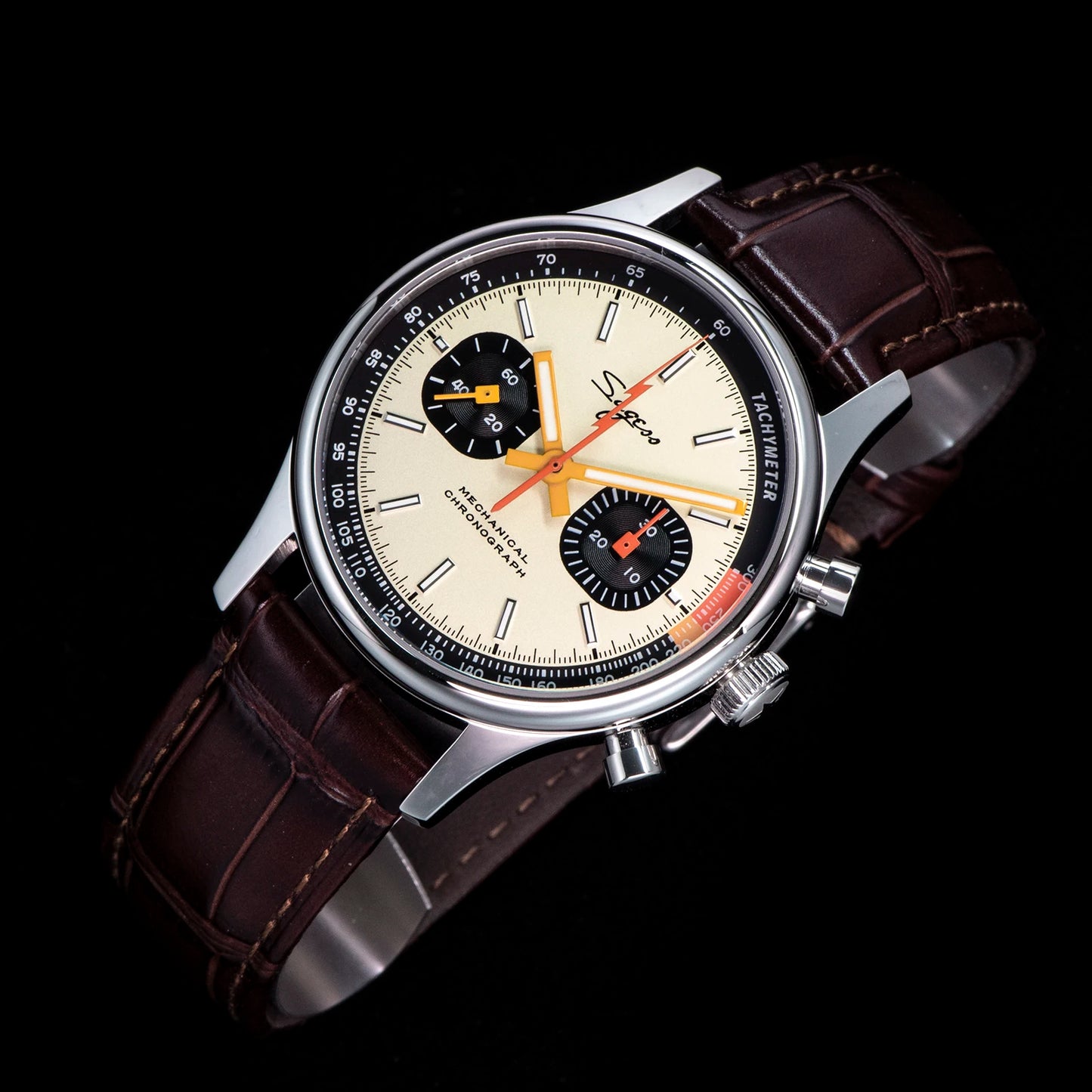 Sugess New Business Watch Mechanical Chronograph ST19 Original Swaneck Movement wristwatches Army Pilot Reloj Hombre Sappire