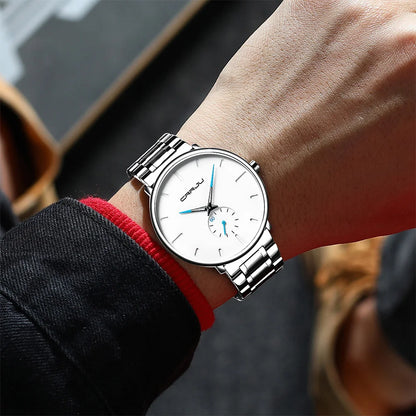 Orologio da uomo CRRJU – Orologio da polso in acciaio inossidabile, stile casual e lussuoso, impermeabile, orologio sportivo al quarzo da uomo