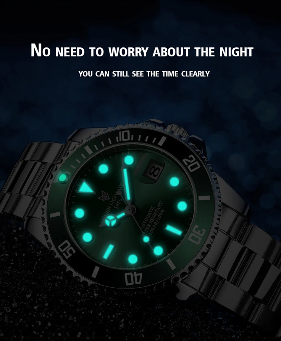 LIGE New Fashion Men's Mechanical Wristwatches Business Watch Men Waterproof Sport Automatic Watch For Men Relogios Masculino