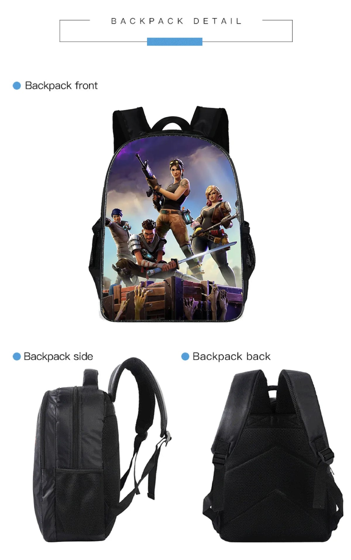 Set de 3 bucăți de ghiozdane Fortnite pentru băieți și fete, cu tematică Battle Royale, seturi de ghiozdane pentru jocuri, rucsacuri pentru jocuri, cadouri școlare
