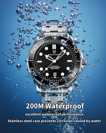 PAGANI DESIGN 2026 New V2 Waves 200M Diving Men's Watches Fashion Luxury Automatic Watch Men AR Sapphire crystal Wrist watch Men