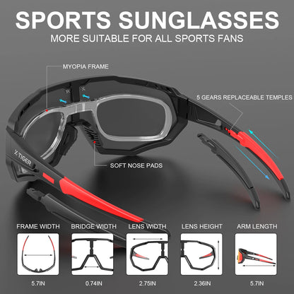 X-TIGER Cycling Glasses Polarized Glasses Bike Eyewear Sports Men's Photochromic Sunglasses MTB Road Bicycle Goggles 3/5 Lens