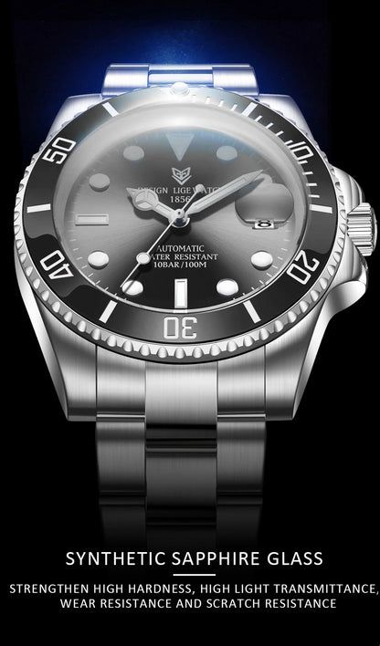 LIGE New Fashion Men's Mechanical Wristwatches Business Watch Men Waterproof Sport Automatic Watch For Men Relogios Masculino