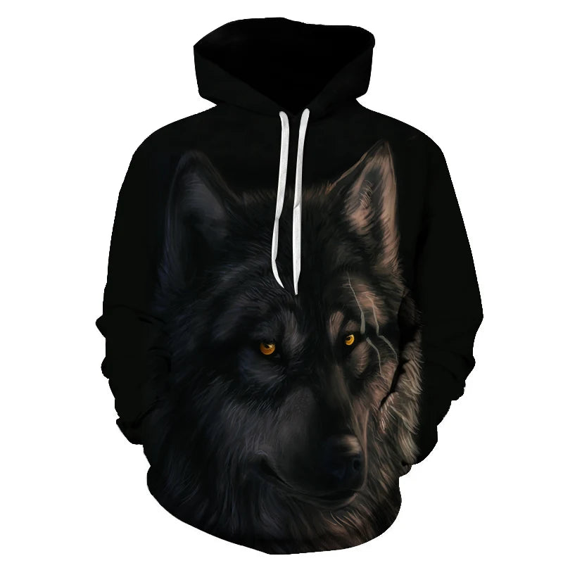 Ефектен космически Galaxy Wolf суитшърт с качулка за мъже, ярък вълк, модерен и стилен дизайн, пролетно-есенен пуловер суитшърт