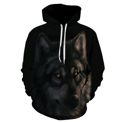 Ефектен космически Galaxy Wolf суитшърт с качулка за мъже, ярък вълк, модерен и стилен дизайн, пролетно-есенен пуловер суитшърт