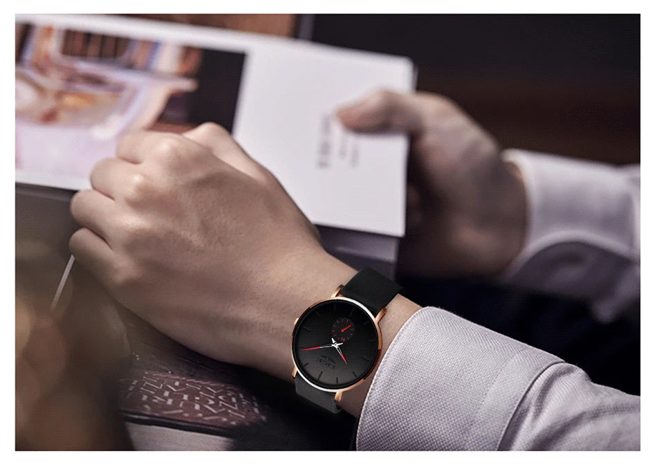montre pour homme LIGE – Style sportif et tendance, marque de luxe, étanche, design épuré et ultra-fin, montre à quartz pour homme