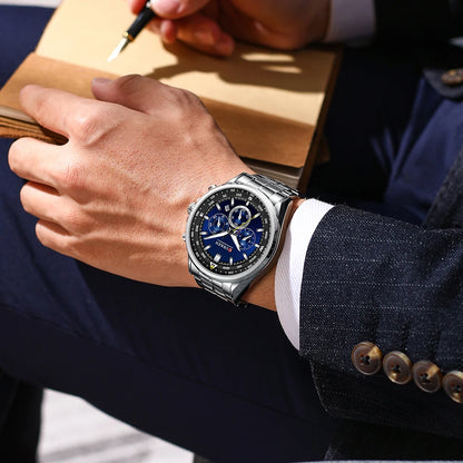 CURREN herenhorloge – Trendy horloge van een bekend merk, luxemodel, waterdicht, van staal, sportieve stijl, quartz-chronograaf