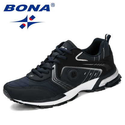 BONA Běžecké boty Pánské Módní Outdoorové Lehké Prodyšné Tenisky Pánské Šněrovací Sportovní Chůze Joggingové boty Pánské Pohodlné