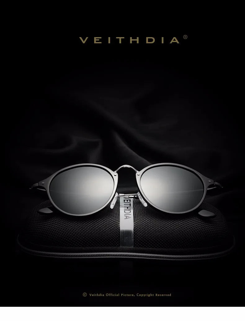VEITHDIA Men Sunglasses Fashion Round Unisex Sun Glasses Polarized Coating Mirror Sports Driving Male Eyewear For Women 6358