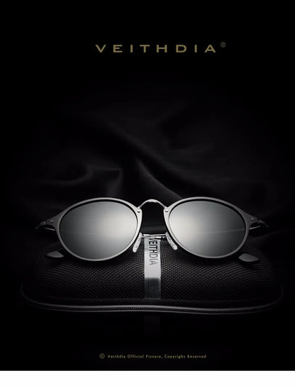 VEITHDIA Men Sunglasses Fashion Round Unisex Sun Glasses Polarized Coating Mirror Sports Driving Male Eyewear For Women 6358