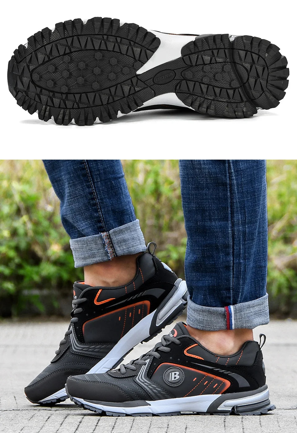 BONA Běžecké boty Pánské Módní Outdoorové Lehké Prodyšné Tenisky Pánské Šněrovací Sportovní Chůze Joggingové boty Pánské Pohodlné