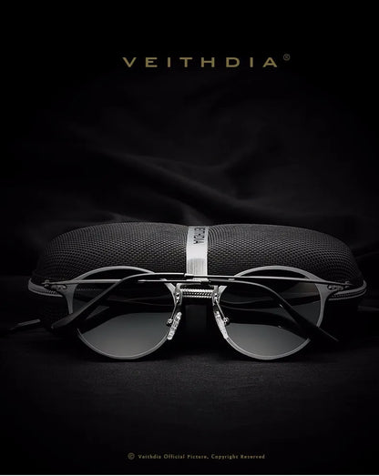 VEITHDIA Men Sunglasses Fashion Round Unisex Sun Glasses Polarized Coating Mirror Sports Driving Male Eyewear For Women 6358