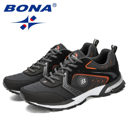 BONA Běžecké boty Pánské Módní Outdoorové Lehké Prodyšné Tenisky Pánské Šněrovací Sportovní Chůze Joggingové boty Pánské Pohodlné