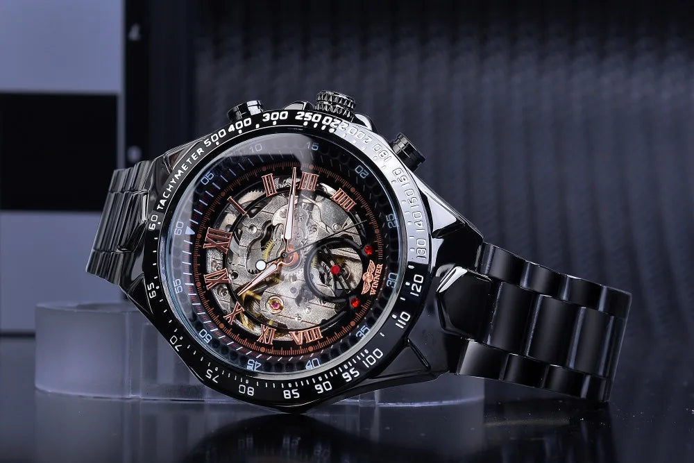 Orologio da uomo Winner – Design sportivo, lunetta lavorata, stile di tendenza, marchio di prestigio, orologio automatico con meccanismo a vista (scheletrato)