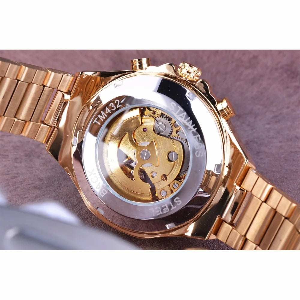 Orologio da uomo Winner – Design sportivo, lunetta lavorata, stile di tendenza, marchio di prestigio, orologio automatico con meccanismo a vista (scheletrato)