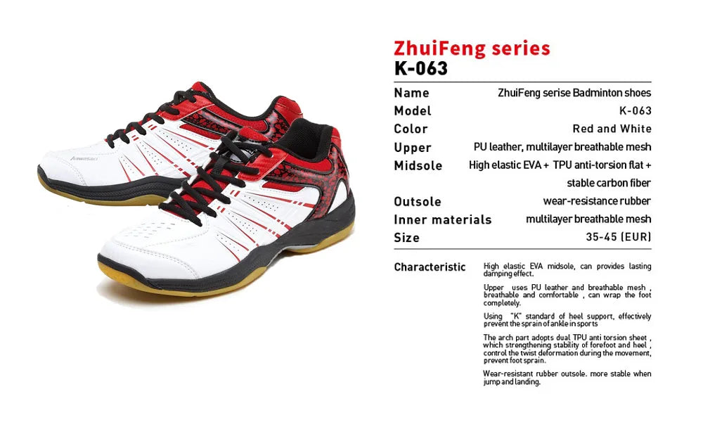 Kawasaki Professional Badminton Shoes  Breathable Anti-Slippery Sport Shoes for Men Women Sneakers K-063