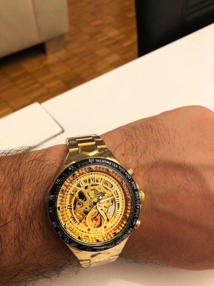 Orologio da uomo Winner – Design sportivo, lunetta lavorata, stile di tendenza, marchio di prestigio, orologio automatico con meccanismo a vista (scheletrato)