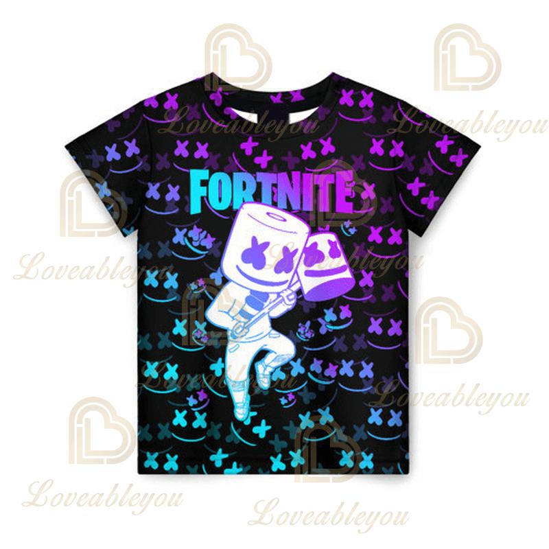 Детска тениска Cartoon Fortnite New Summer с 3D принт за момчета и момичета, streetwear дрехи за възрастни и деца, забавна тениска с обло деколте