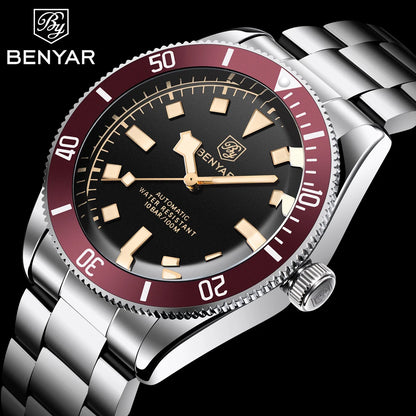 BENYAR Men's Watches Mechanical Automatic Watch BB58 Sport Watch For Men 2026 Stainless Steel Waterproof Business Luminous Clock