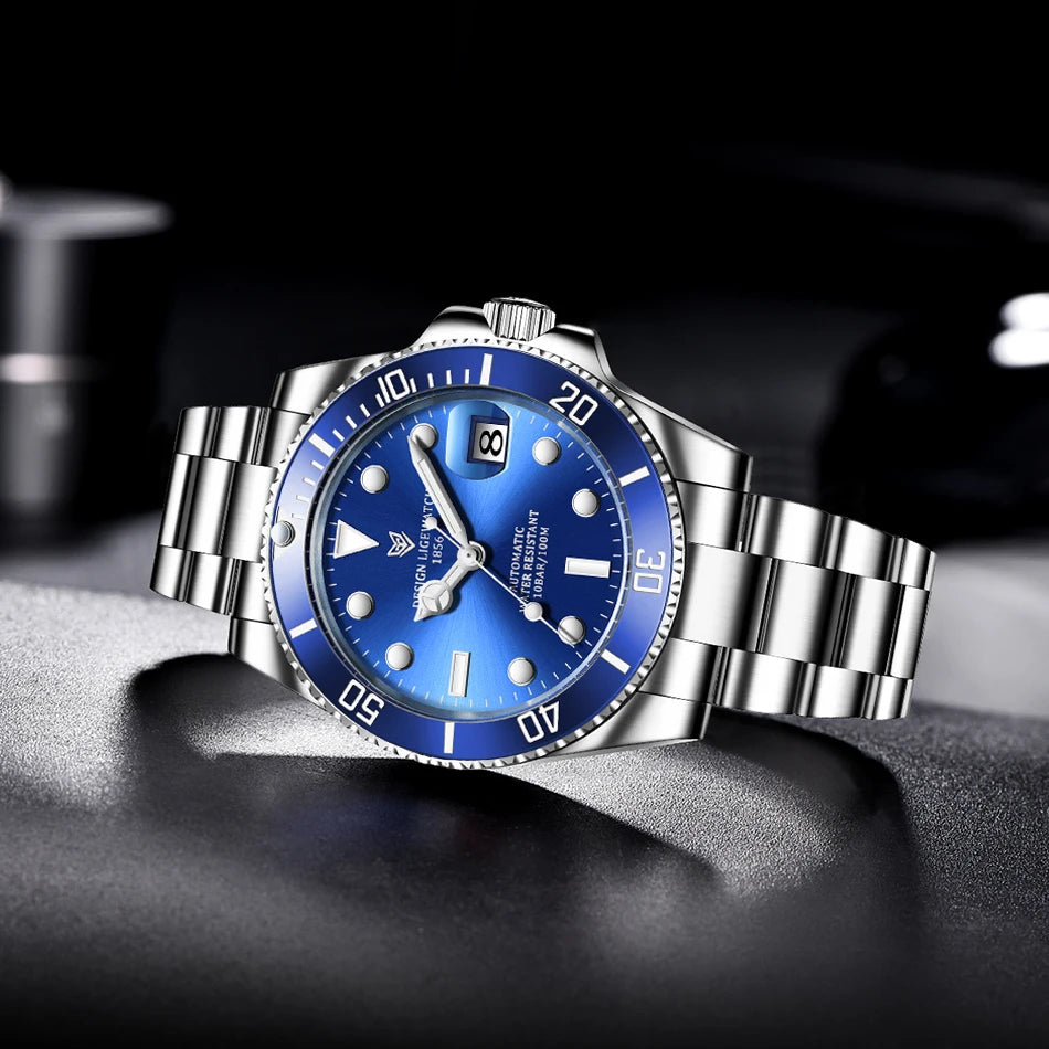 LIGE New Fashion Men's Mechanical Wristwatches Business Watch Men Waterproof Sport Automatic Watch For Men Relogios Masculino