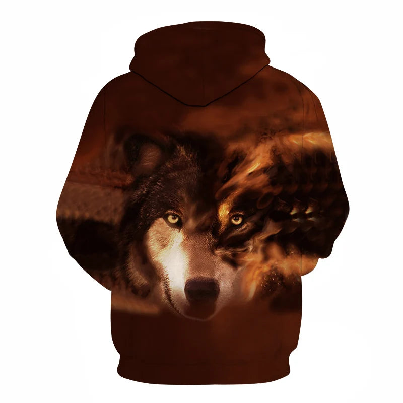 Ефектен космически Galaxy Wolf суитшърт с качулка за мъже, ярък вълк, модерен и стилен дизайн, пролетно-есенен пуловер суитшърт