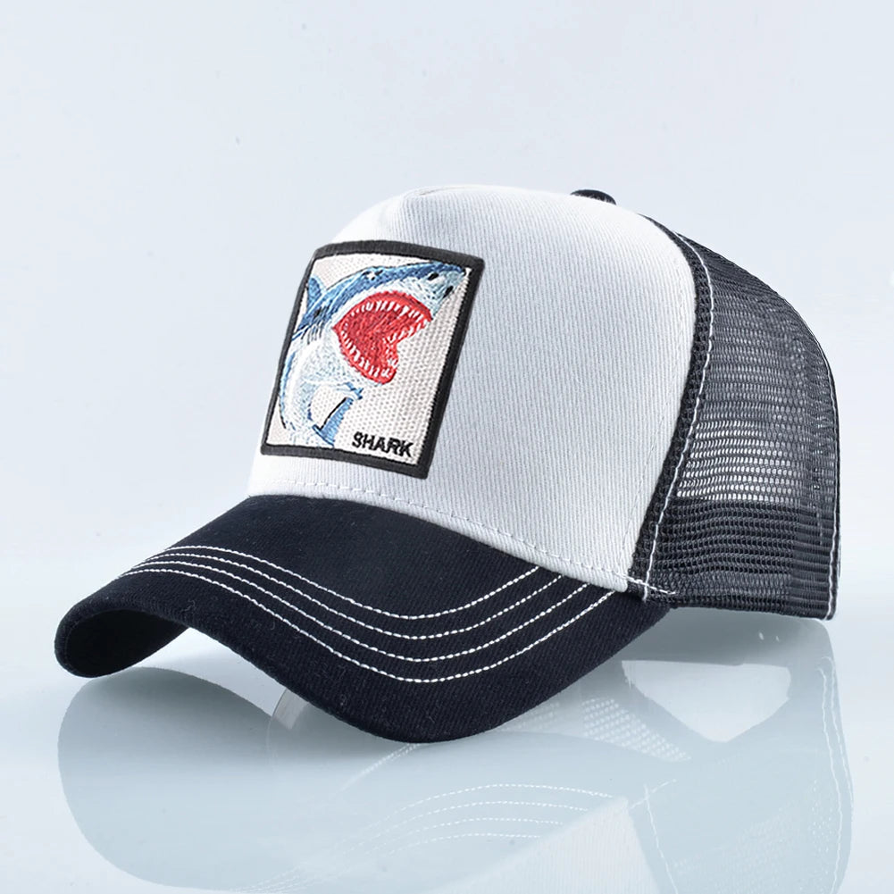Trucker Caps Men Women Streetwear Hip Hop Baseball Cap With Shark Embroidery Patch Snapback Drake Bones Casquette Four Seasons
