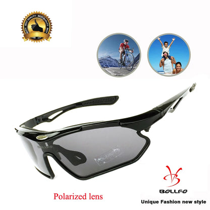 BOLLFO Anti-Glare Bike Glasses UV Protection Cycling Sunglasses TR90 Genuine REVO Coating Silicone Temple Grips Cycling Eyewear