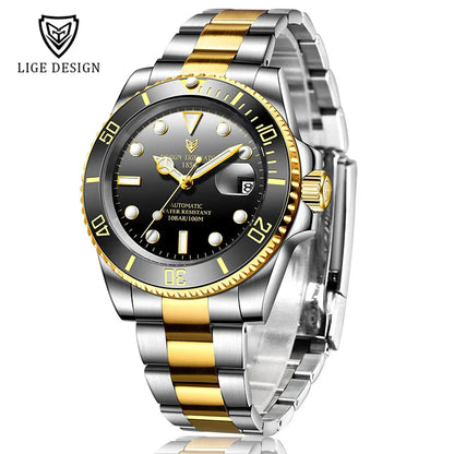 LIGE 2025 New Men Mechanical Wristwatch Stainless Steel Clocks Watch Top Brand Luxury Military Sports Mens Watches Reloj Hombre