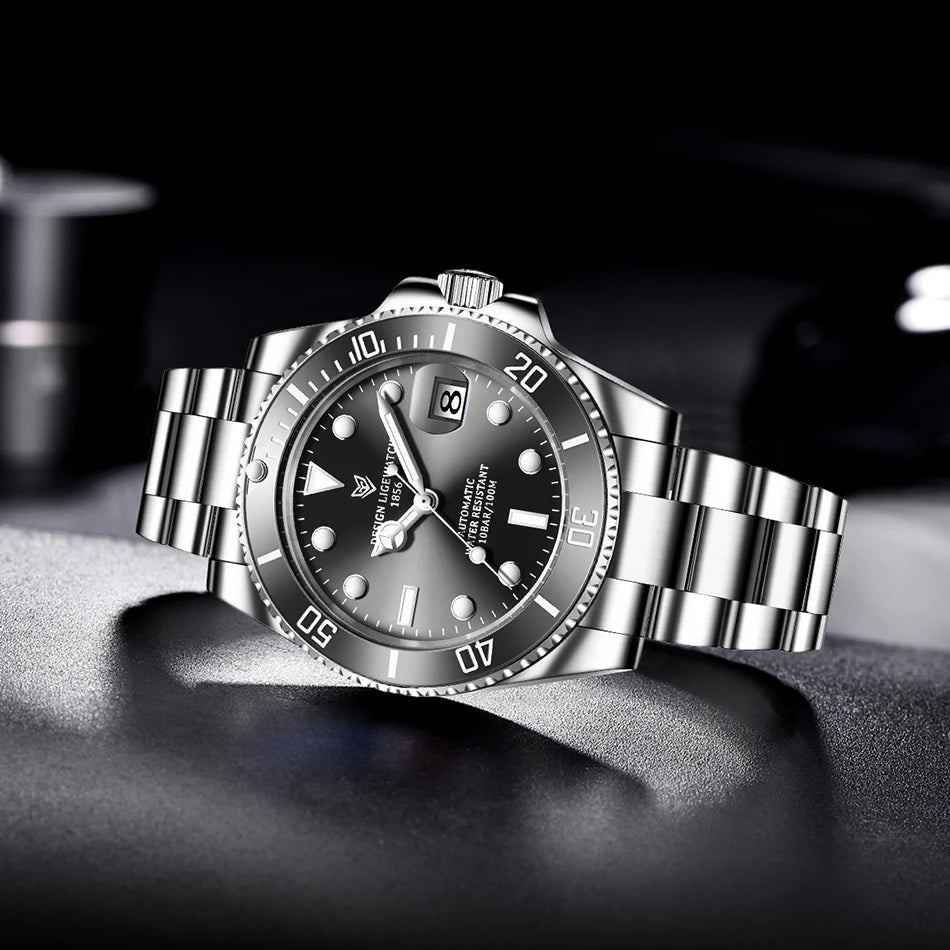 LIGE New Fashion Men's Mechanical Wristwatches Business Watch Men Waterproof Sport Automatic Watch For Men Relogios Masculino