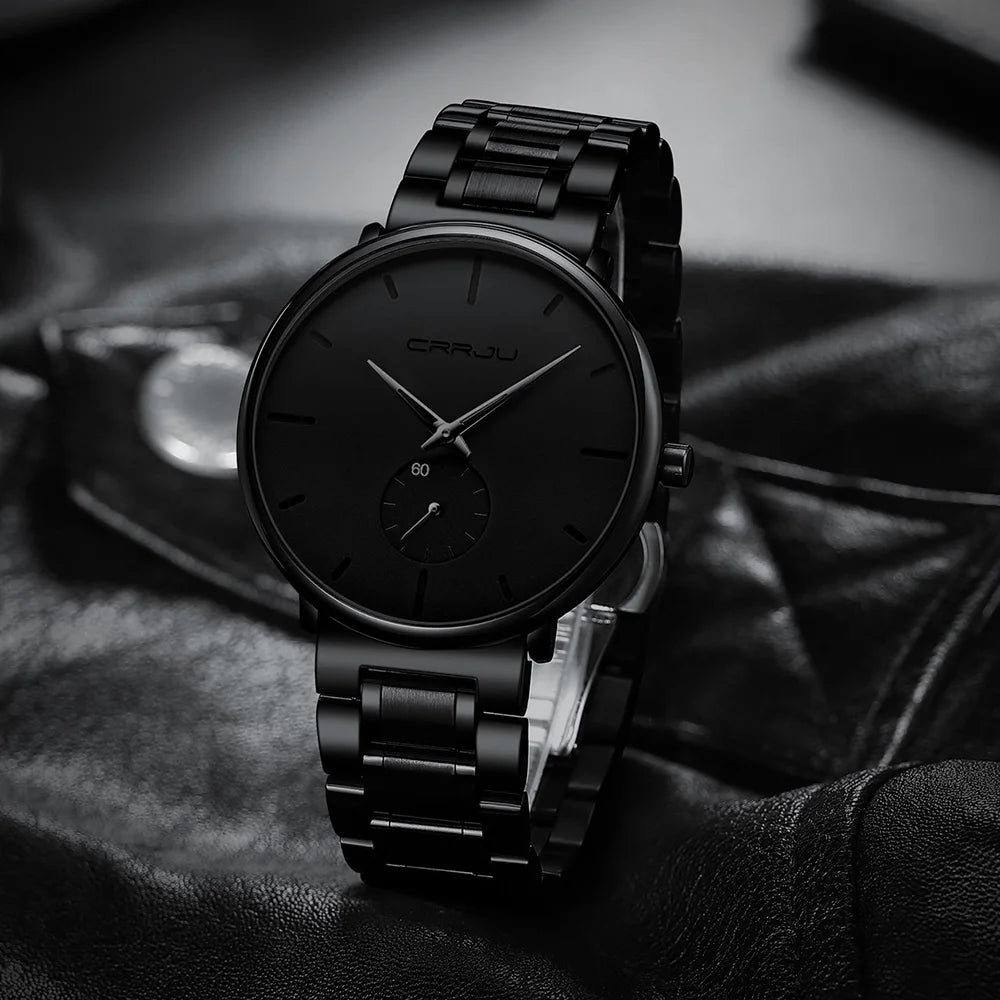 Orologio da uomo CRRJU – Orologio da polso in acciaio inossidabile, stile casual e lussuoso, impermeabile, orologio sportivo al quarzo da uomo