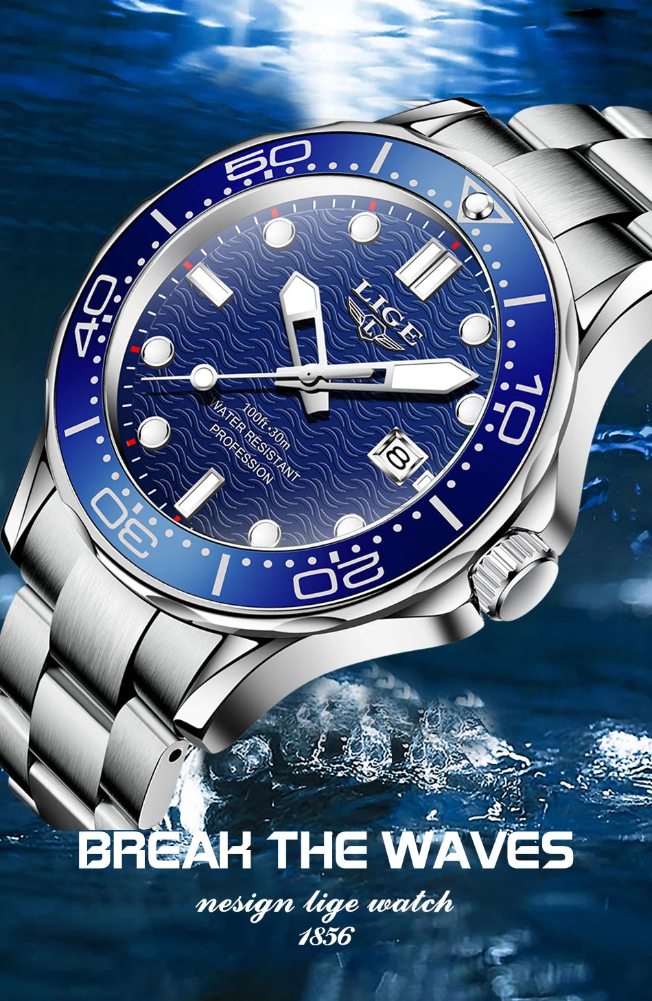 2025 LIGE New Waterproof Watch Men Top Brand Luxury Stainless Steel Men Watch Fashion Casual Sport Men Quartz Date Wristwatches
