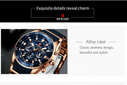 REWARD Big Dial Mens Watches Top Luxury Brand Sport Waterproof Watch Men Chronograph Quartz Clock Automatic Date WristWatches